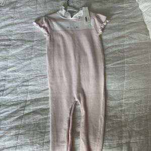 Janie and Jack Pink and White Baby Romper